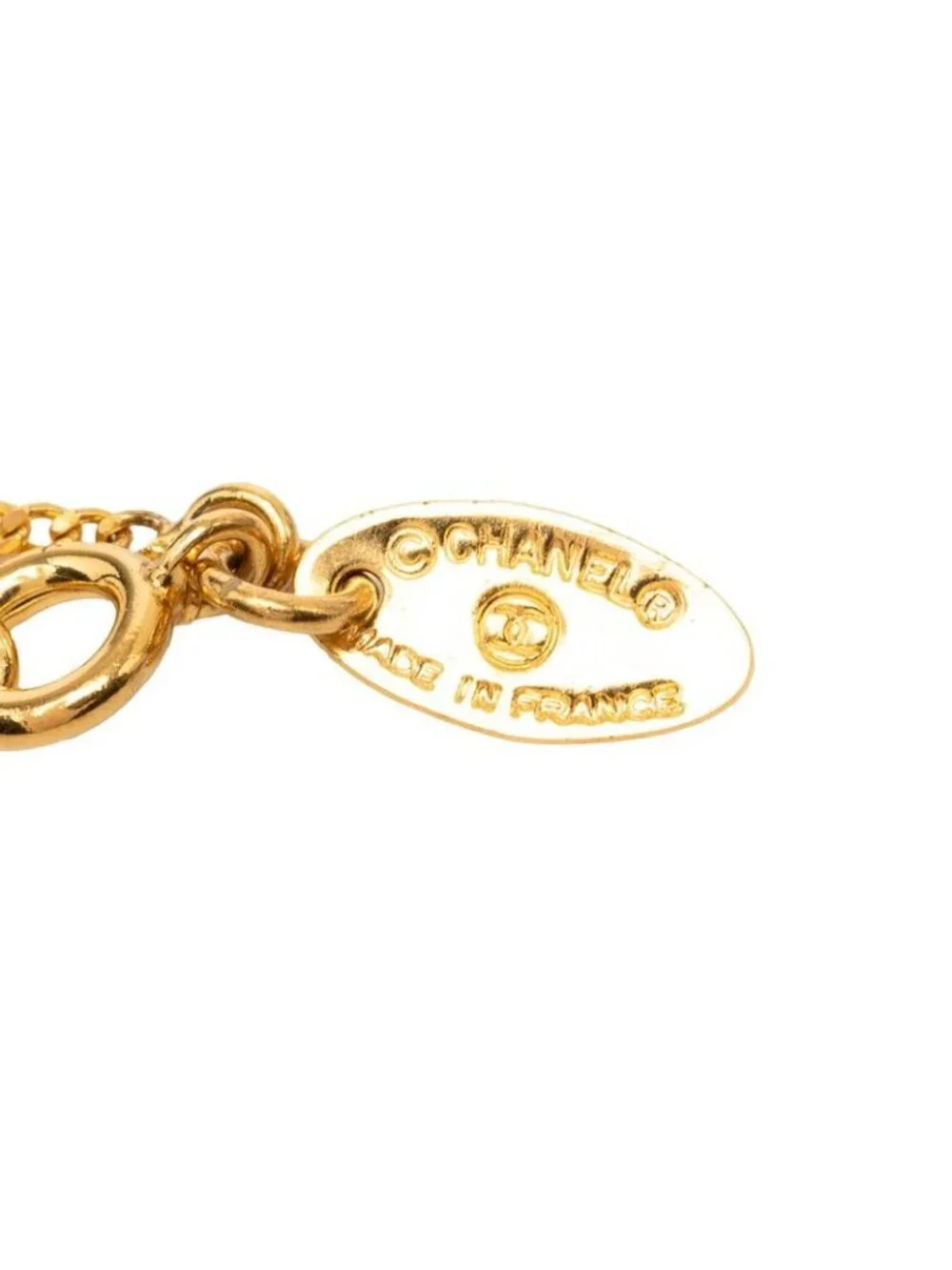 Chanel Vintage CC Logo Necklace Gold Plated Rhinestone